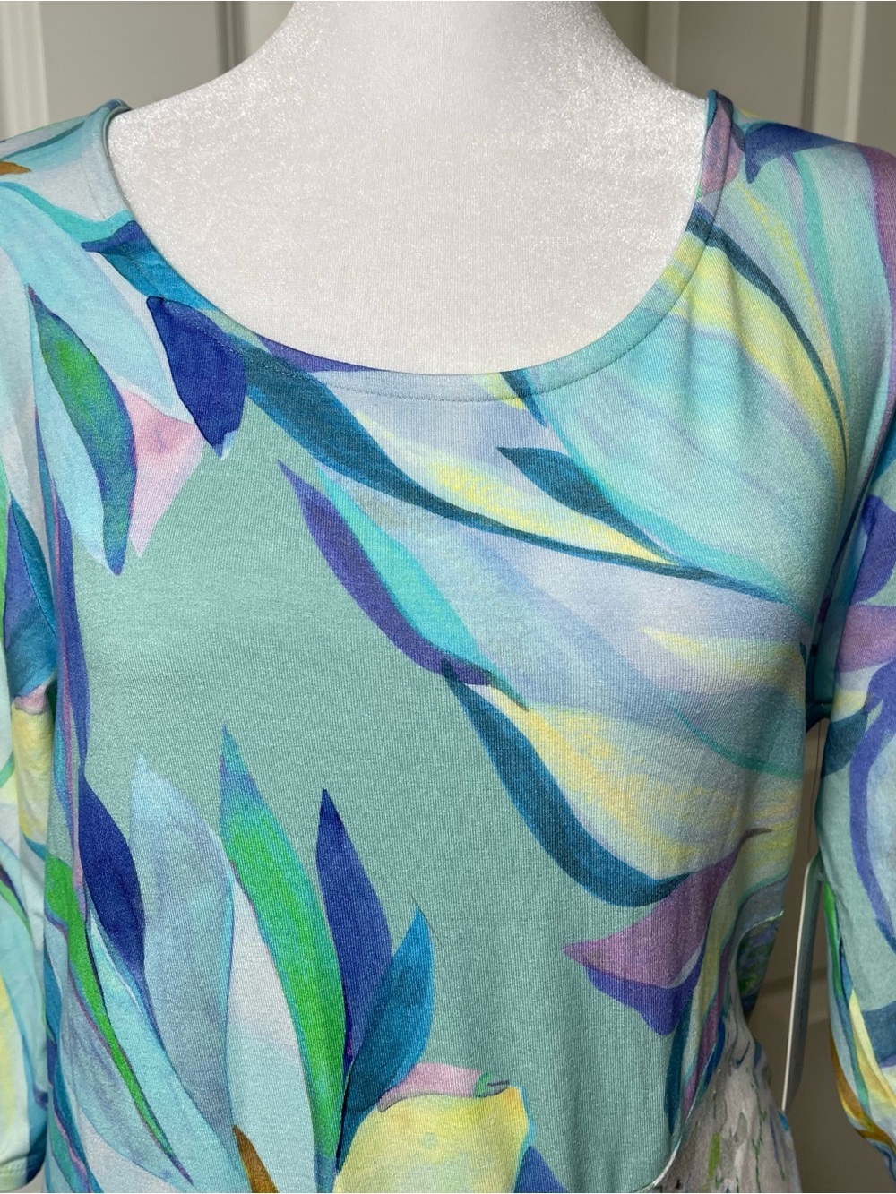 NWT Soft Surroundings Stella Dress Maxi Scoop Neck Half Sleeve Blue Aqua Green M - Picture 4 of 16